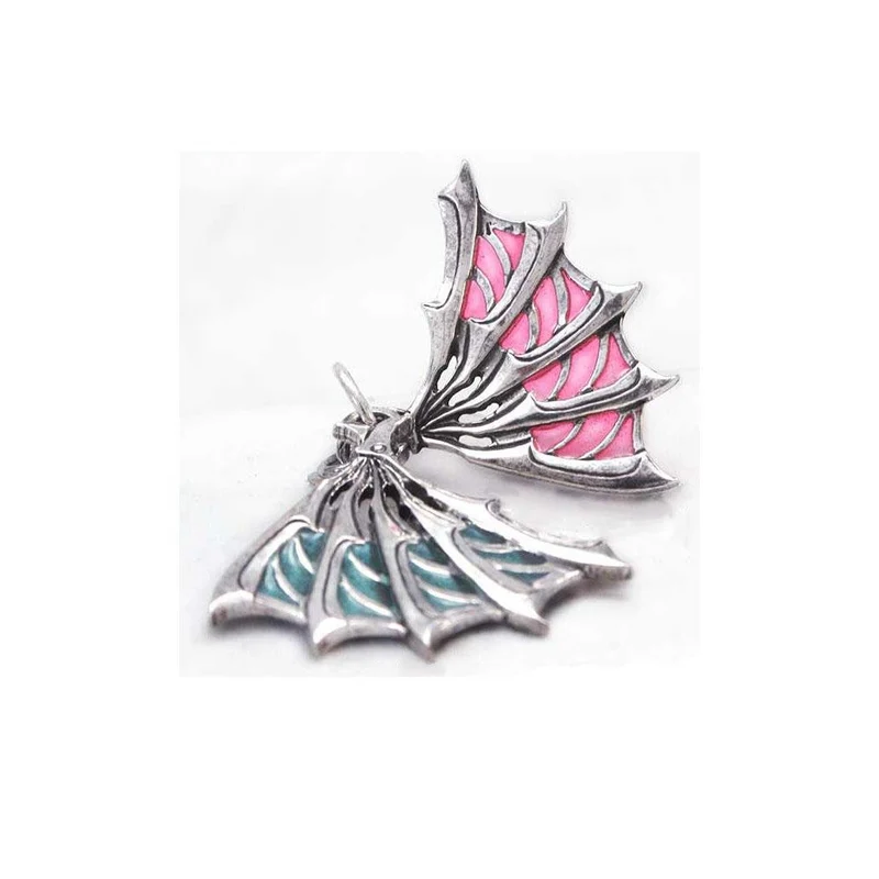 Enameled Silver Bladed Fan Pendant