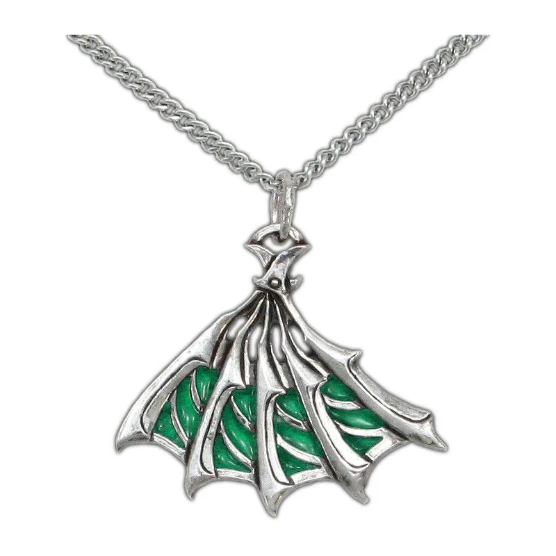 Enameled Silver Bladed Fan Pendant