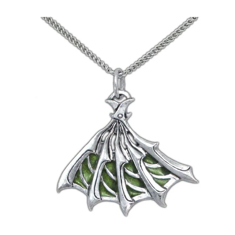 Enameled Silver Bladed Fan Pendant