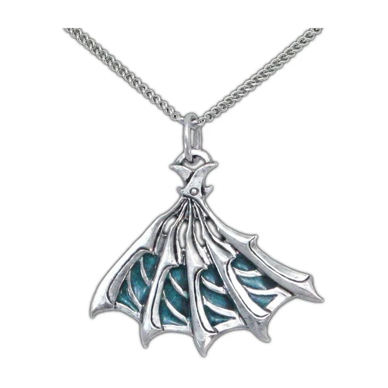 Enameled Silver Bladed Fan Pendant