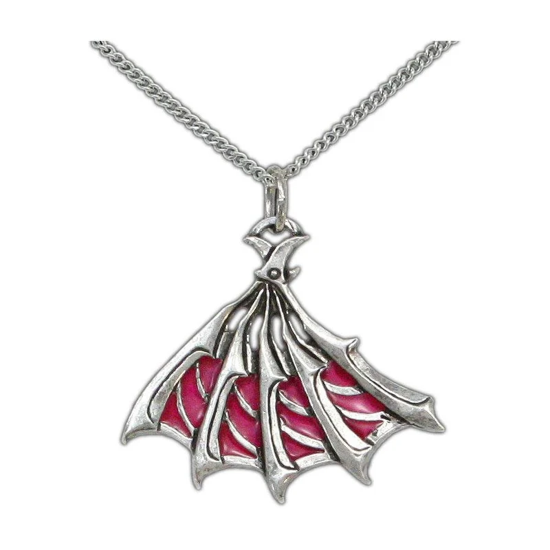Enameled Silver Bladed Fan Pendant