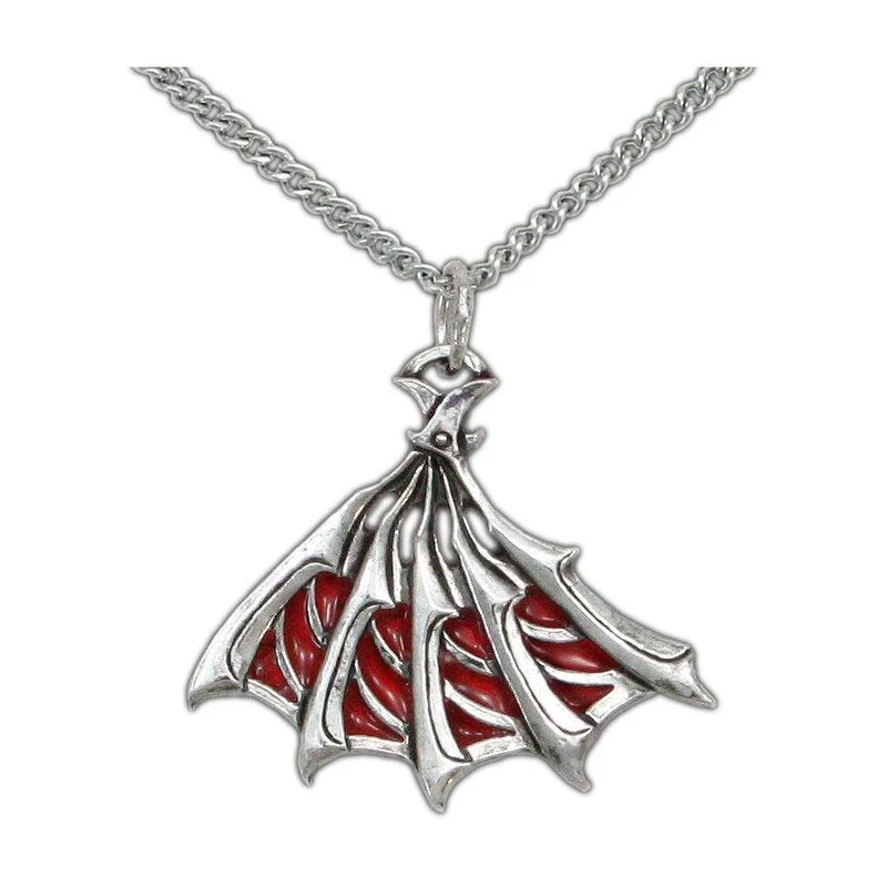 Enameled Silver Bladed Fan Pendant