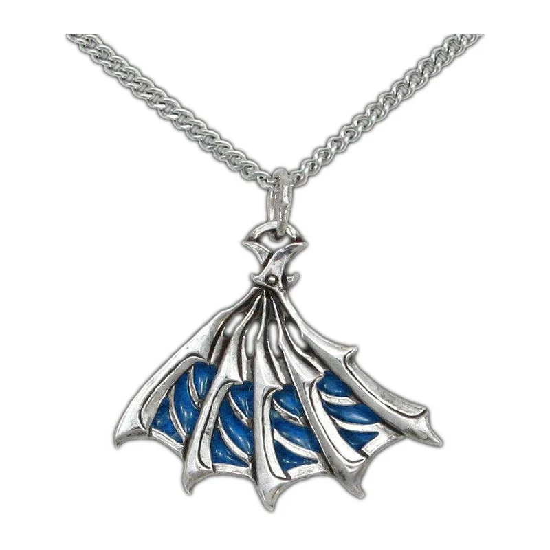Enameled Silver Bladed Fan Pendant