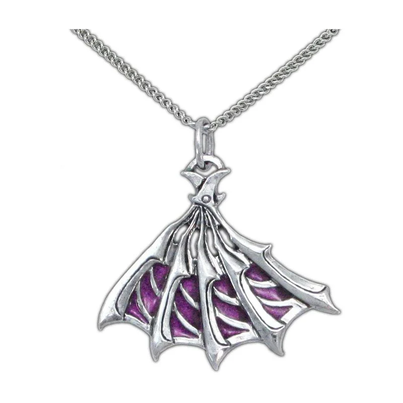 Enameled Silver Bladed Fan Pendant