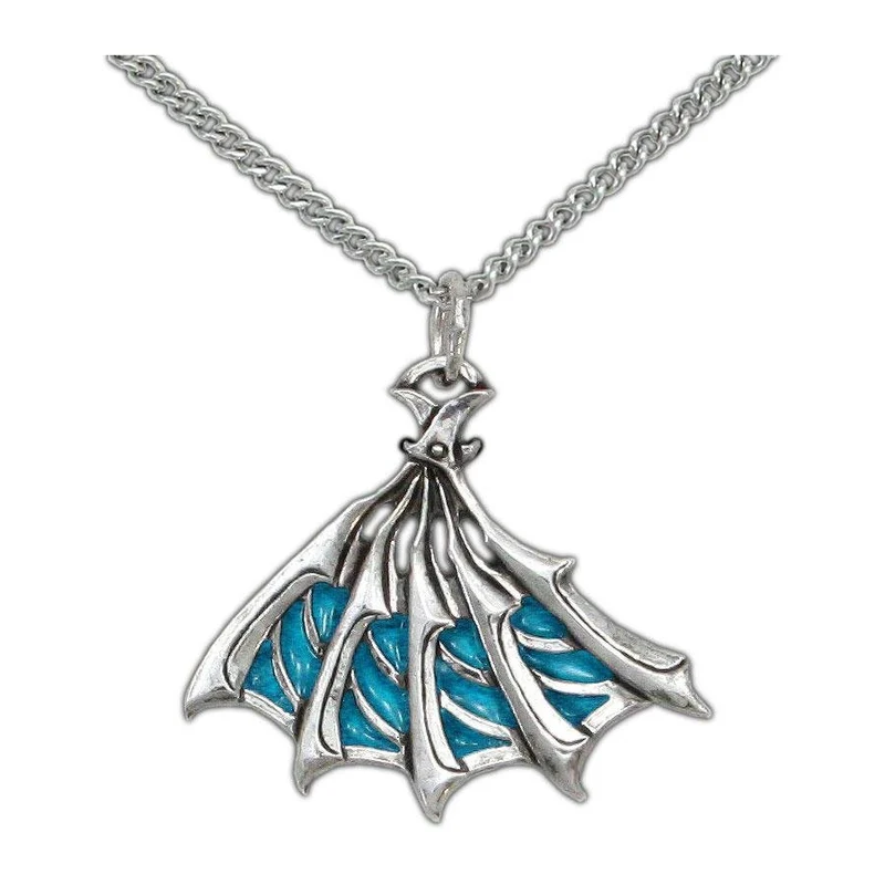 Enameled Silver Bladed Fan Pendant