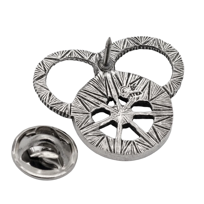 Snake and Wheel Lapel Pin - Sterling Silver or Bronze