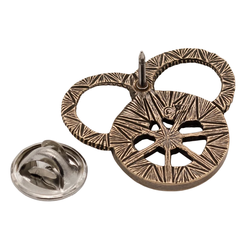 Snake and Wheel Lapel Pin - Sterling Silver or Bronze