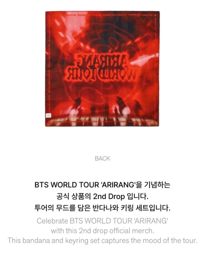 BTS - WORLD TOUR 'ARIRANG' 2ND DROP OFFICIAL MD 2