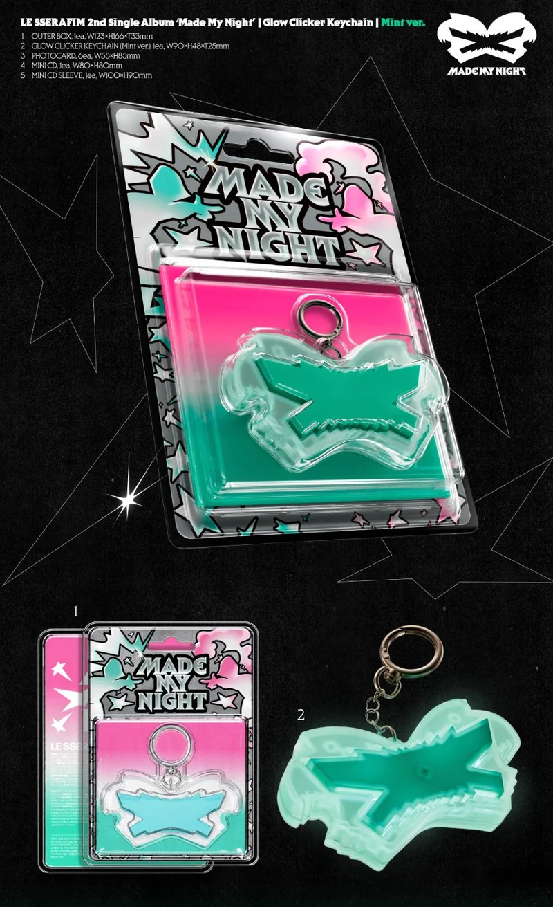 LE SSERAFIM - MADE MY NIGHT (GLOW CLICKER KEYCHAIN VER.) + Weverse Gift