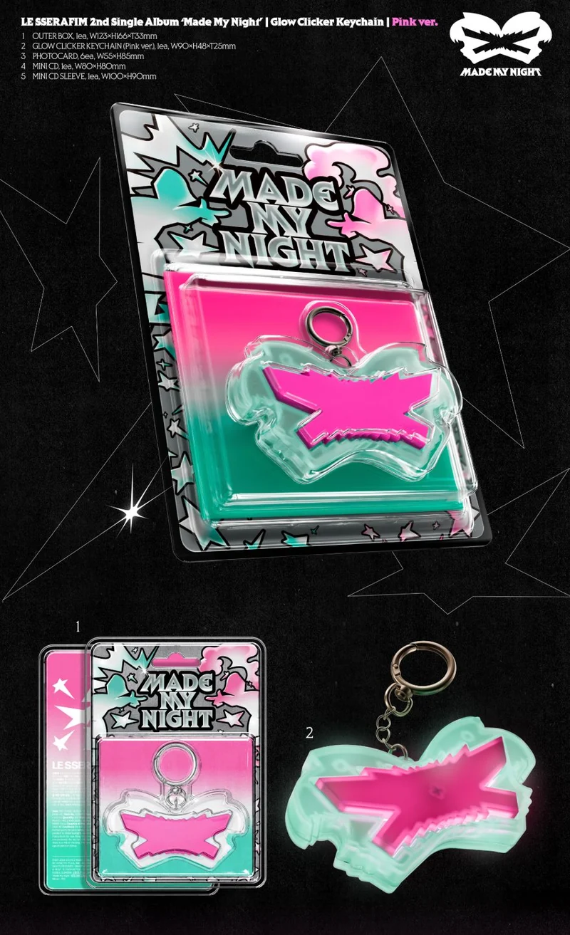 LE SSERAFIM - MADE MY NIGHT (GLOW CLICKER KEYCHAIN VER.) + Weverse Gift