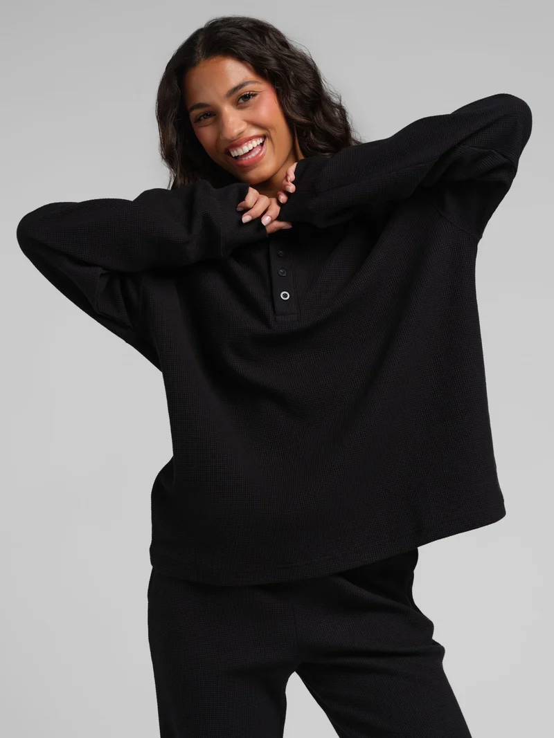 Waffle Lounge Henley Long Sleeve