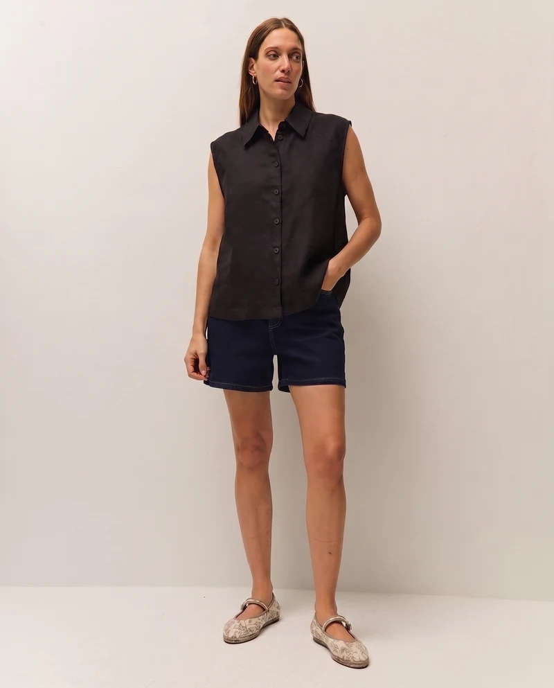 Camisa lino escote camisero