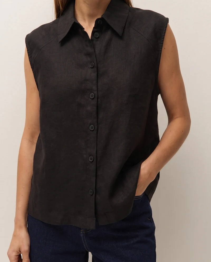 Camisa lino escote camisero
