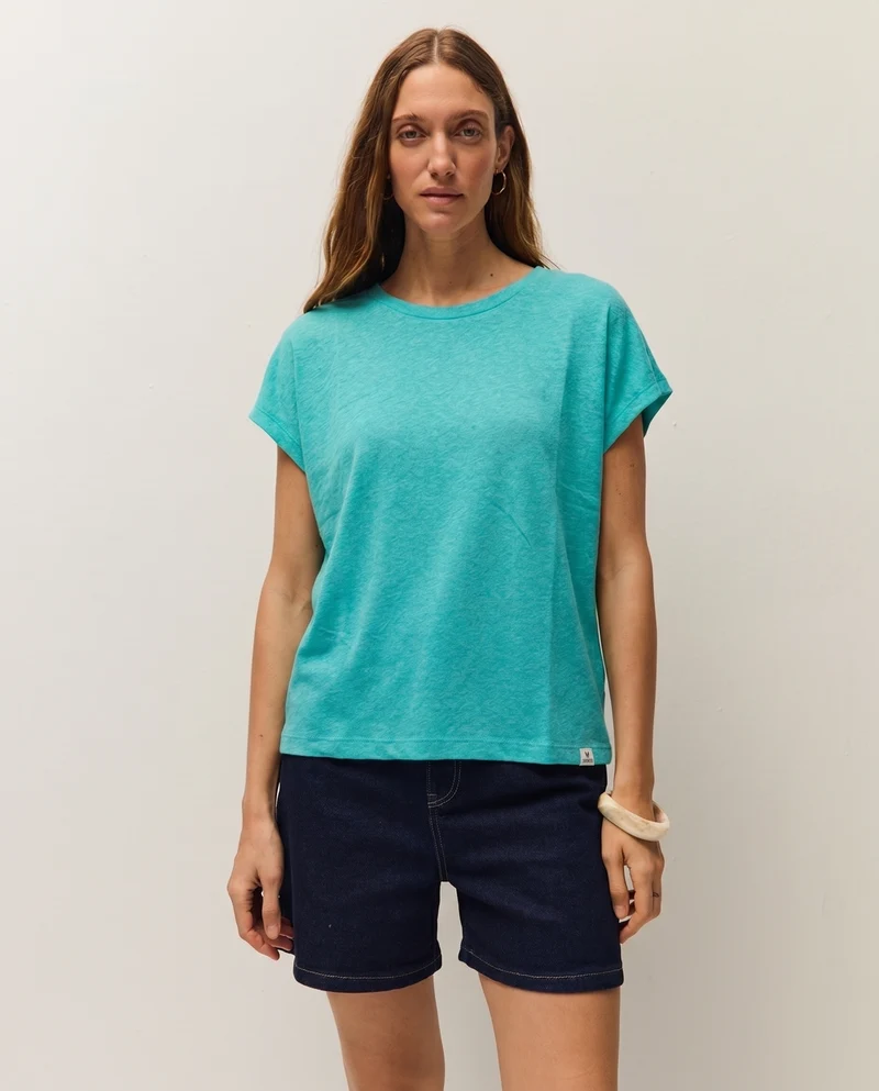 Camiseta lino manga corta