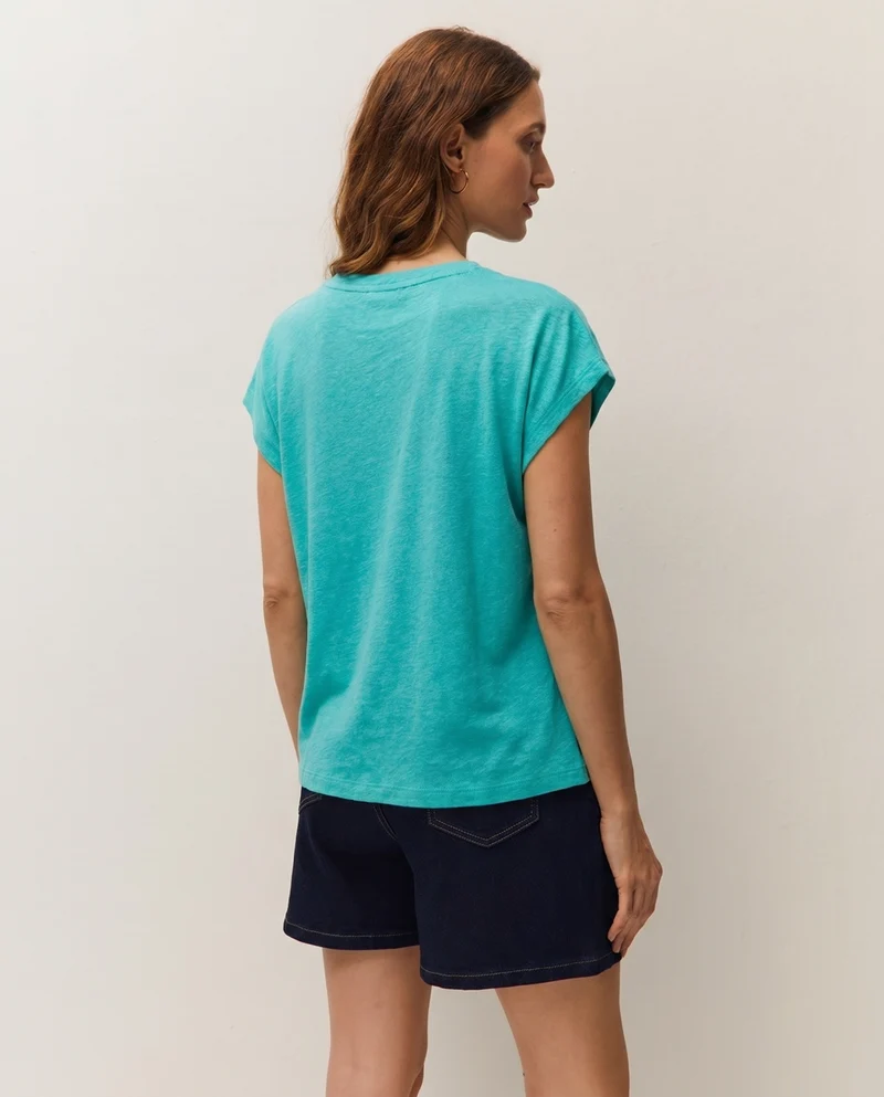 Camiseta lino manga corta