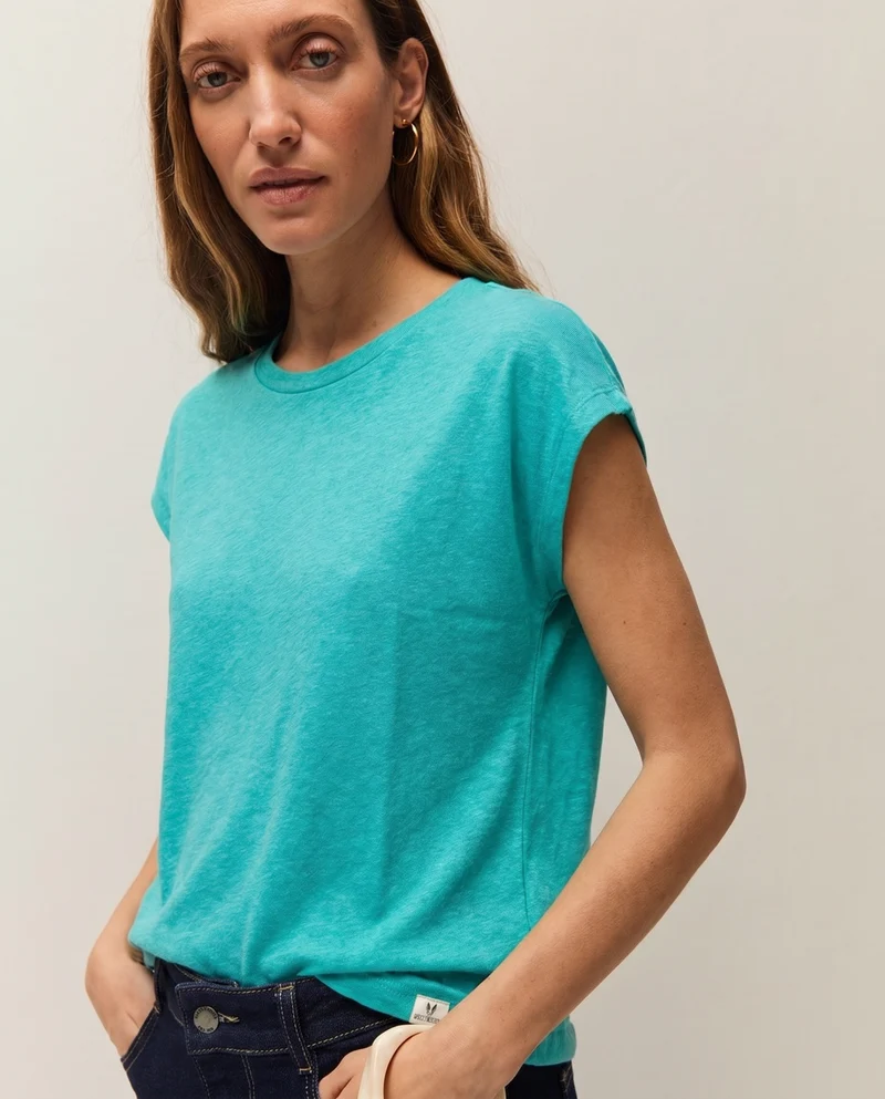 Camiseta lino manga corta