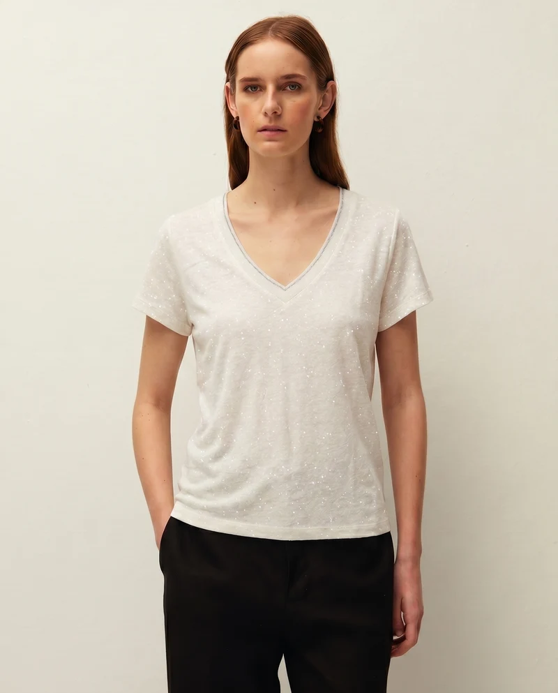 Camiseta lino con foil