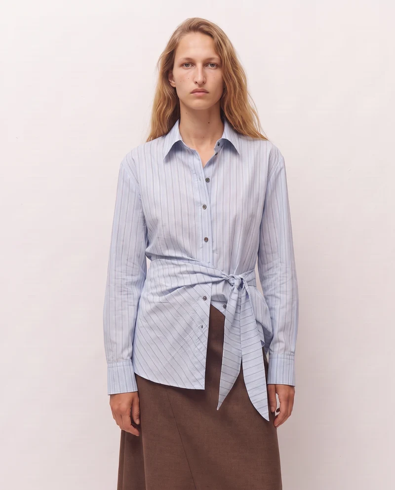 Camisa rayas detalle lazo en la cintura