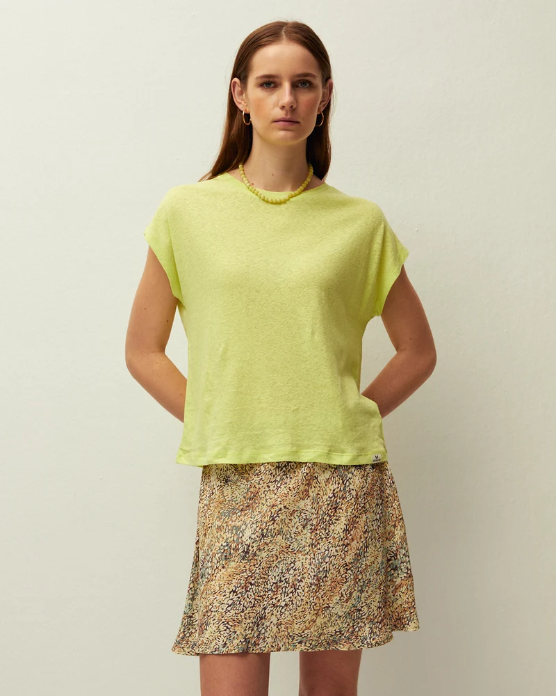 Camiseta lino manga corta