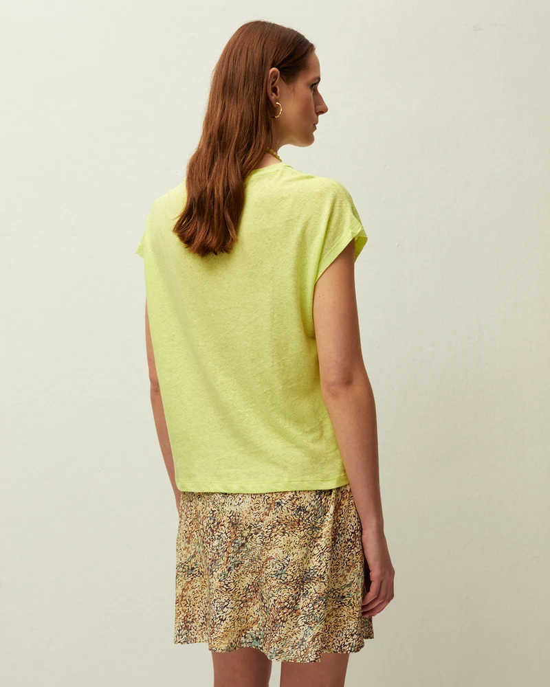 Camiseta lino manga corta