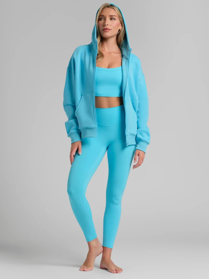 Neon Basic Crop Zip Hoodie