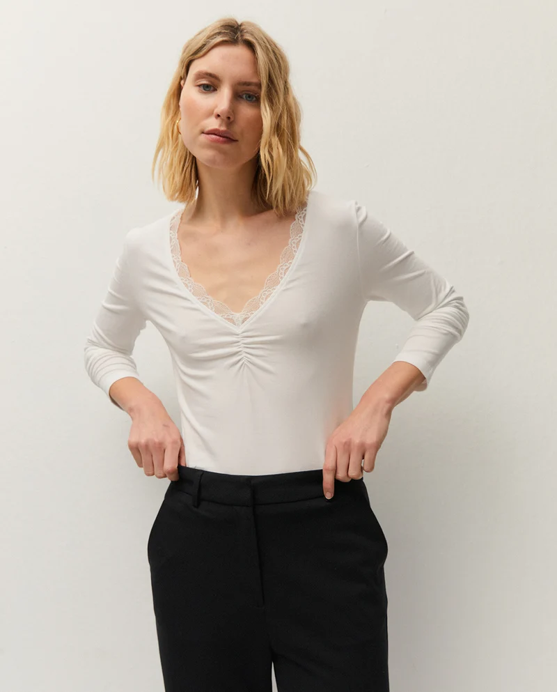 Camiseta básica puntilla