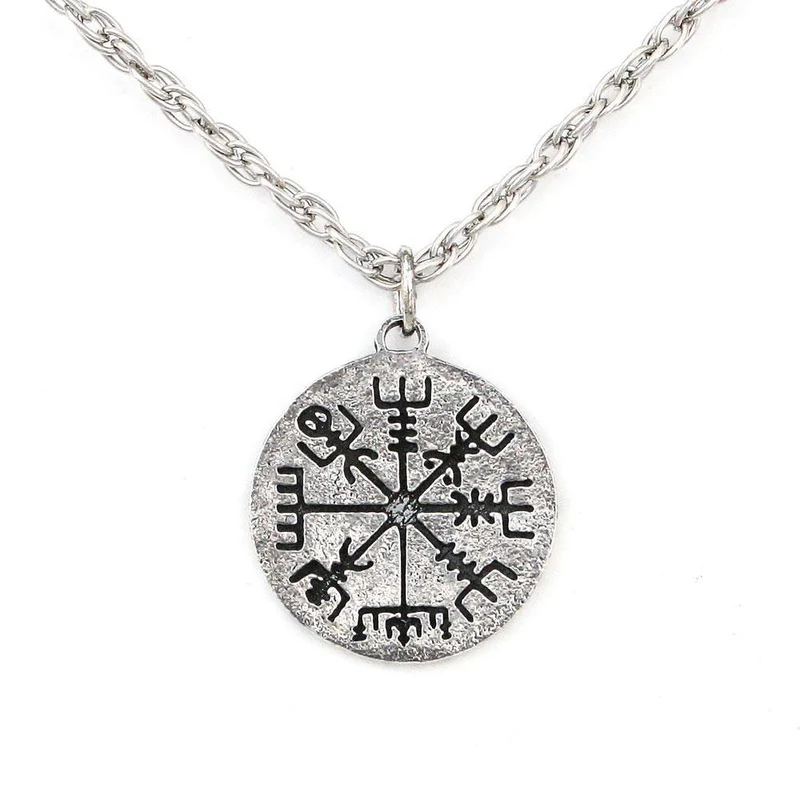 Collar Vegvisir Rune Compass - Plata