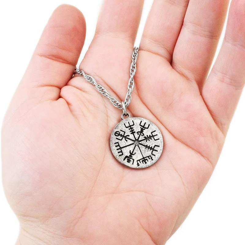 Collar Vegvisir Rune Compass - Plata