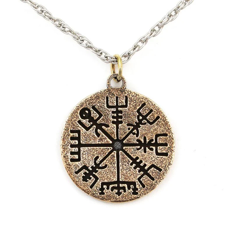 Collar Vegvisir Rune Compass - Bronce