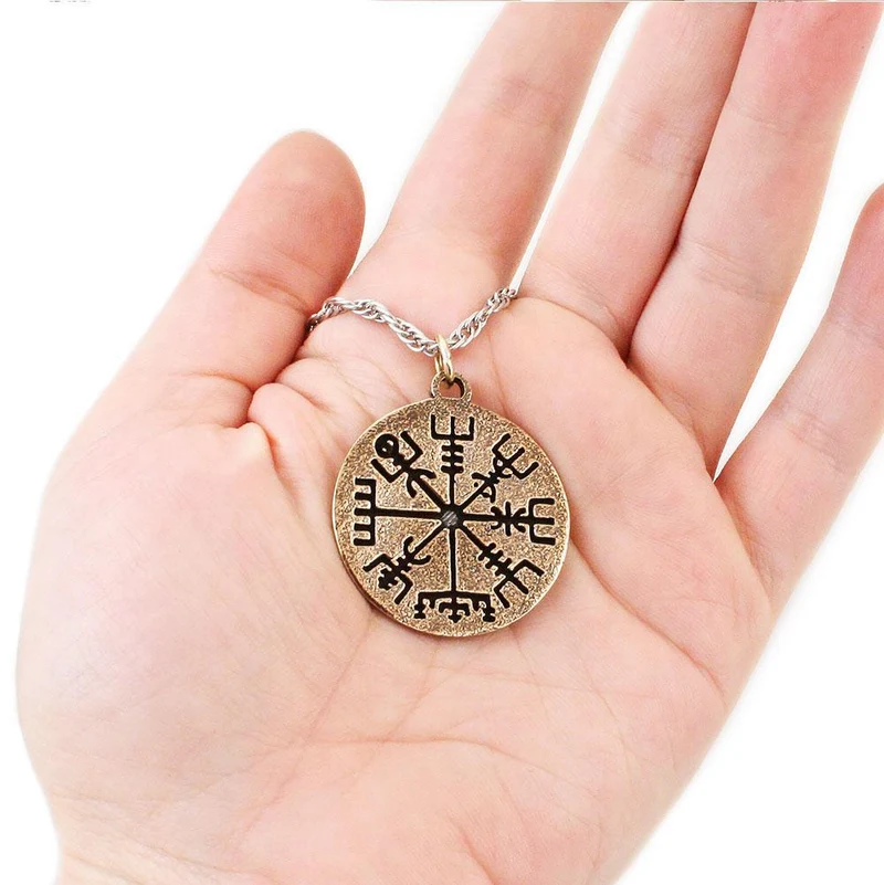 Collar Vegvisir Rune Compass - Bronce
