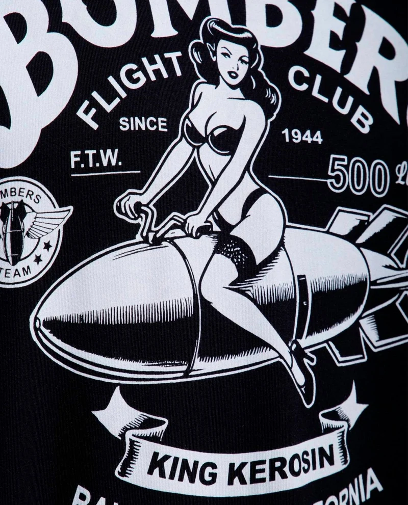 King Kerosin - Camiseta "Bombers" Unisex Negra