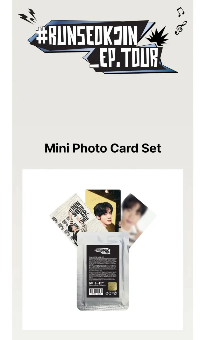 JIN (BTS) - MINI PHOTO CARD SET (RUNSEOKJIN OFFICIAL MD)