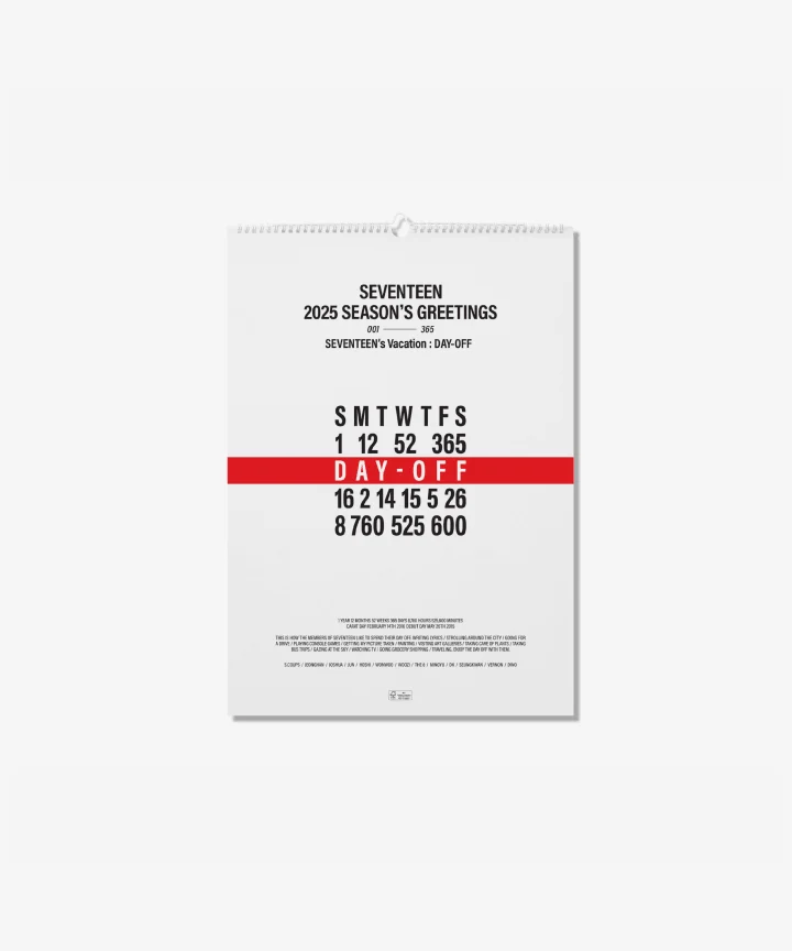 [SEVENTEEN] 2025 Season's Greetings : Wall Calendar