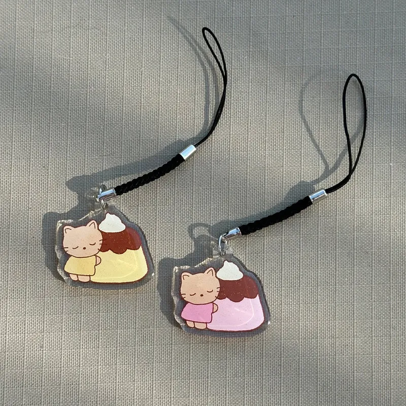 Pudding cat phone charms