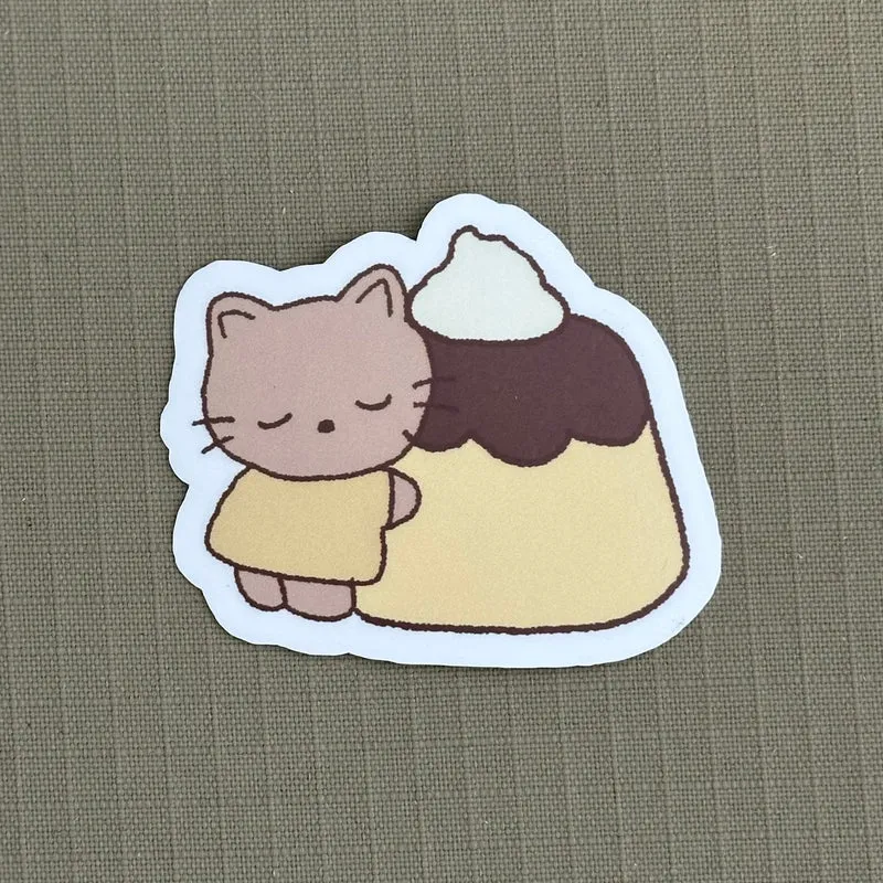 pudding cat yellow sticker
