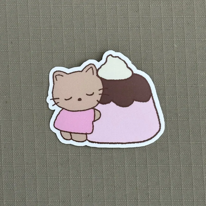 pudding cat pink sticker