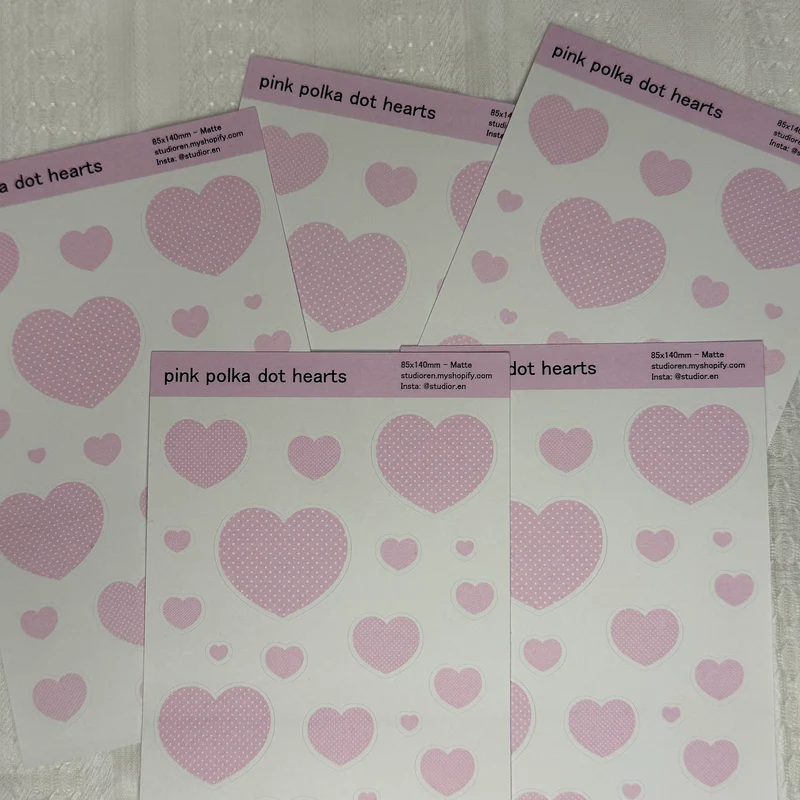 pink hearts sticker sheet