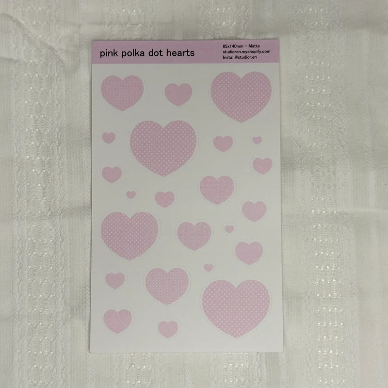 pink hearts sticker sheet
