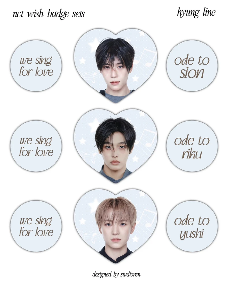 nct wish heart badge sets