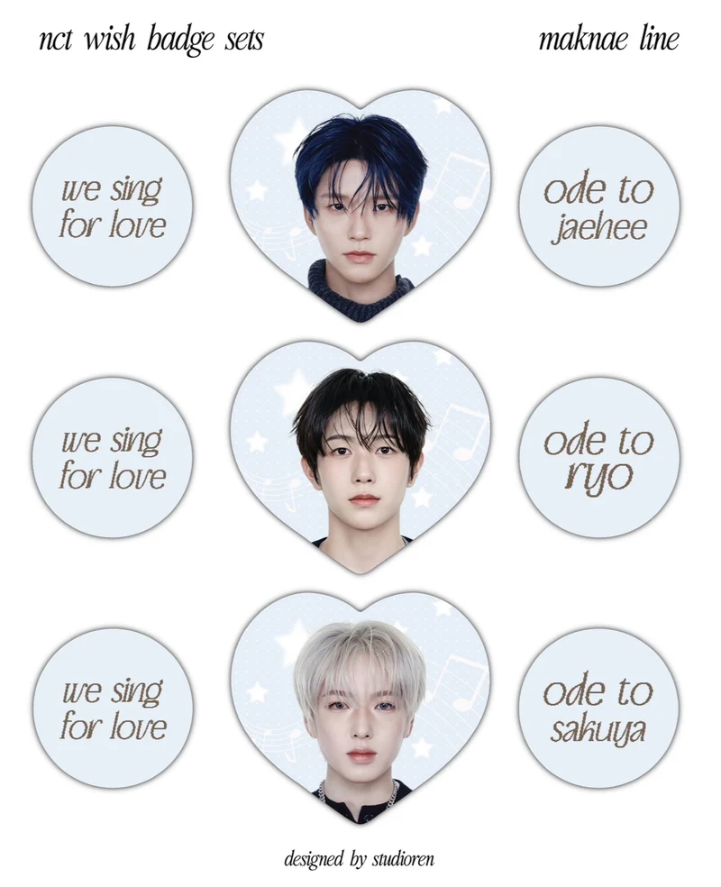 nct wish heart badge sets