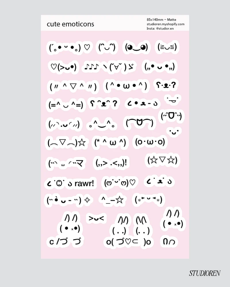 cute emoticons sticker sheet