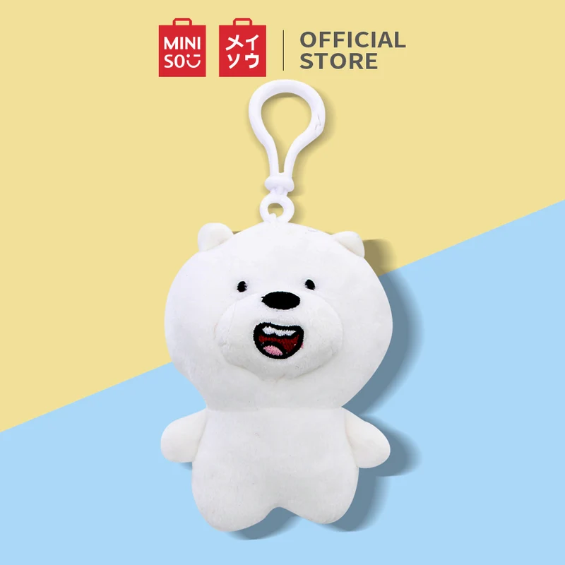 MINISO We Bare Bears Gantungan Tas Kunci Liontin Hiasan 6x8x10cm Perhiasan Keychain Plush Charm Aksesoris Tas Dompet Wanita Acces Boneka Karakter Verisi Q Lucu Terkenal Original Kreatif Asli Kartun Beruang Cute