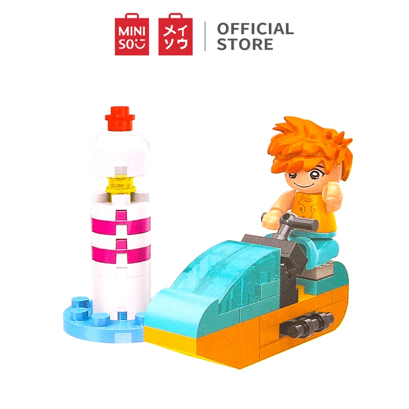 MINISO Blok Bangunan ABS Plastik Ramah Lingkungan Seri Blok Bangunan Pantai Untuk Edukasi Anak Untuk Hadiah Anak