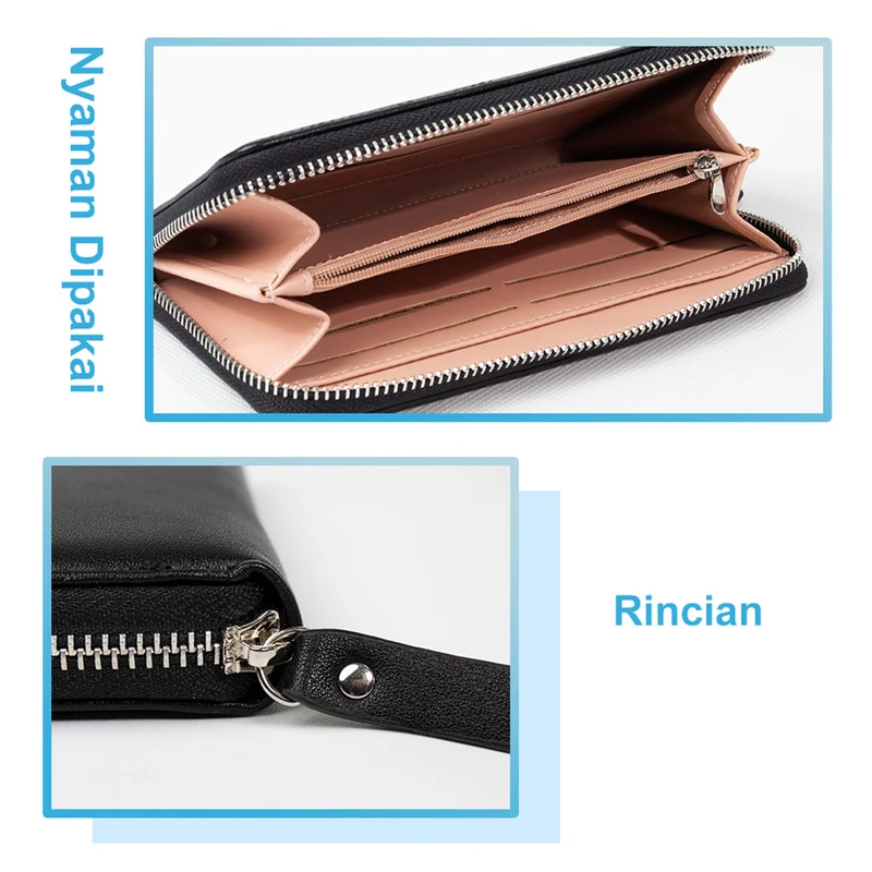 MINISO Dompet Wanita Panjang Wallet Simple Motif Elegant Metal Lucu