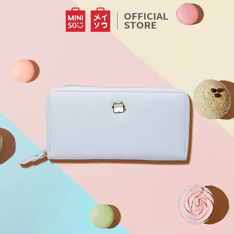 MINISO Dompet Wanita Panjang Wallet Simple Motif Elegant Metal Lucu