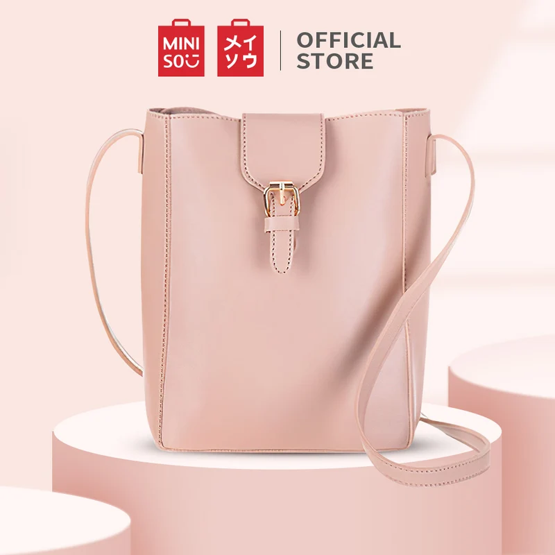 MINISO Tas Selempang Wanita Tas Bahu Bucket Bag Sling Bag Polos Lucu