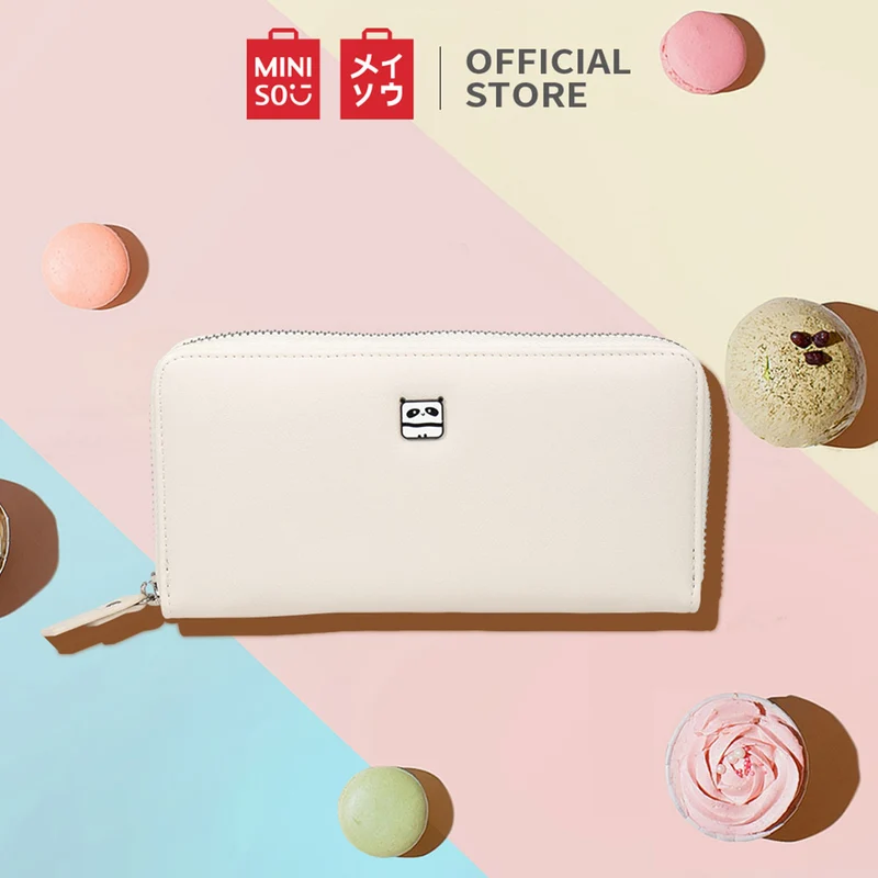 MINISO Dompet Wanita Panjang Wallet Simple Motif Elegant Metal Lucu