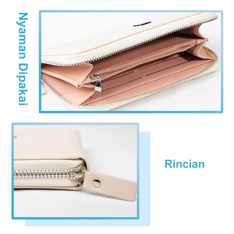 MINISO Dompet Wanita Panjang Wallet Simple Motif Elegant Metal Lucu