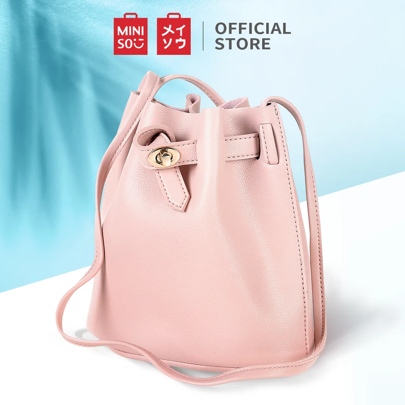 MINISO Tas Selempang Wanita Sling Bag Bucket Bag Ember Metalic Elegan