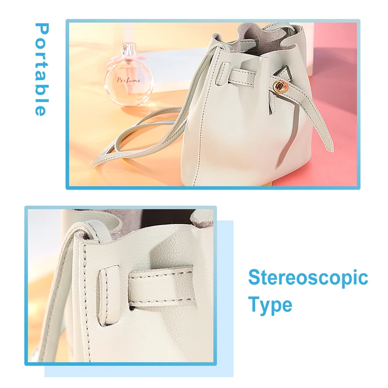 MINISO Tas Selempang Wanita Sling Bag Bucket Bag Ember Metalic Elegan